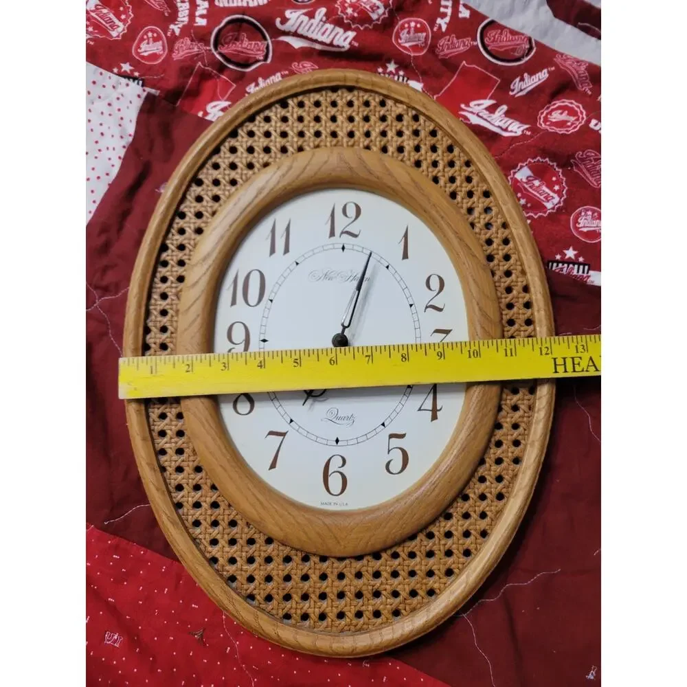 VTG Bohemian Style, New Haven Faux Wicker/Rattan Oval Wall Clock